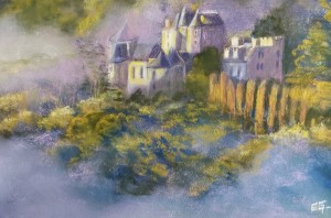 Brumes sur la Dordogne et château de Fayrac42 x 30