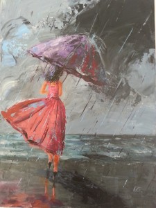 Ombrelles et Parapluies - Robe rose 40 x 30